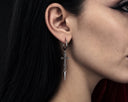 Silver Spiked Gothic Cross Drop Earrings in Stainless Steel