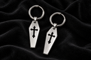 Gothic Coffin Cross Hoop Earrings in Stainless Steel