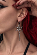 Spiked Star Drop Hoop Earrings in Stainless Steel