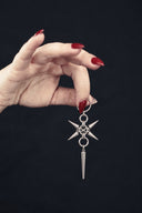 Spiked Star Drop Hoop Earrings in Stainless Steel