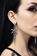 Spiked Star Drop Hoop Earrings in Stainless Steel