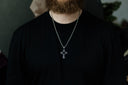 Silver Gothic Cross Necklace with Gemstone Pendant