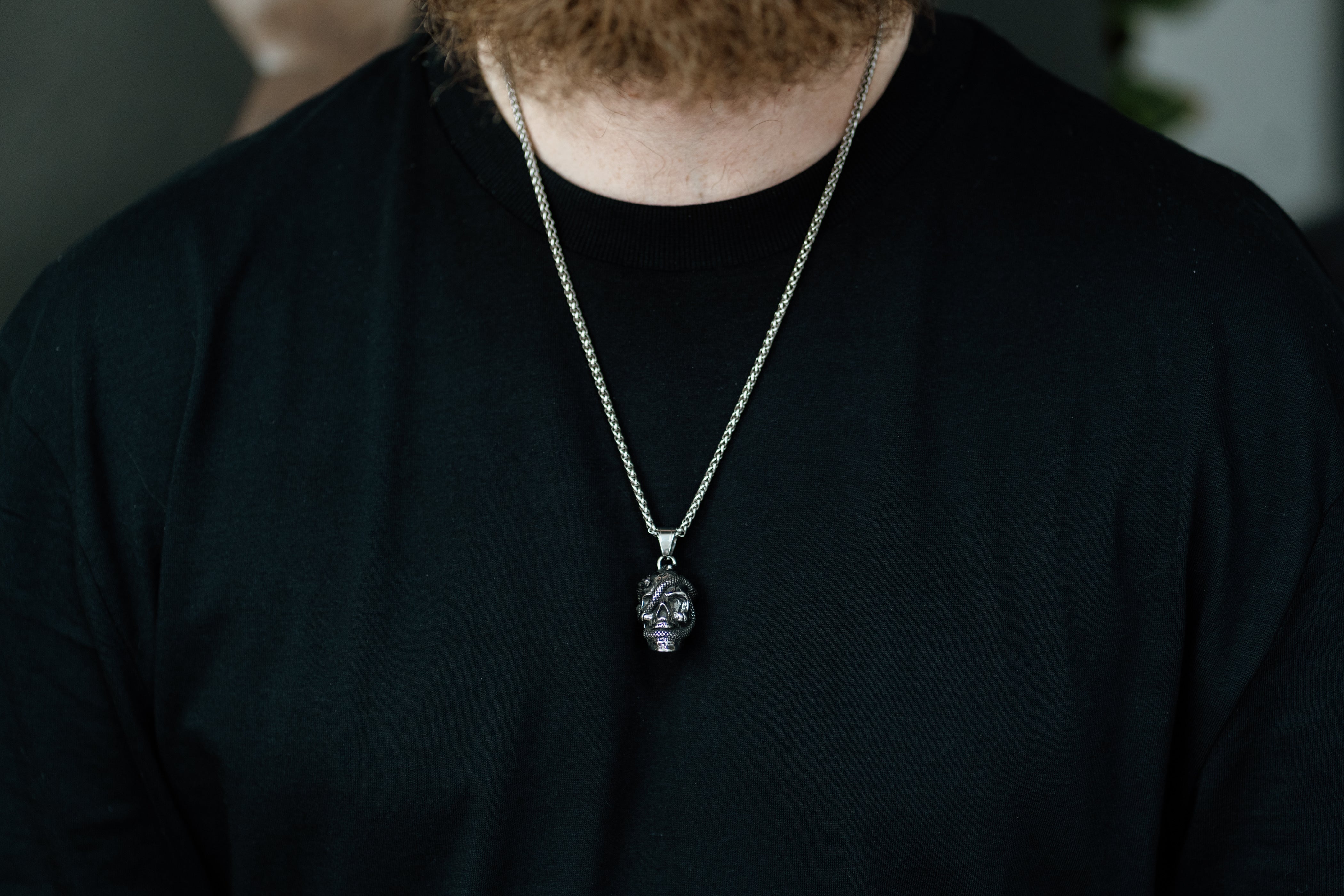 Snake and Skull Pendant Necklace