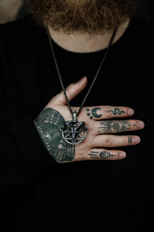 Ram Skull and Pentagram Necklace with Zombie Clasp in Various Styles
