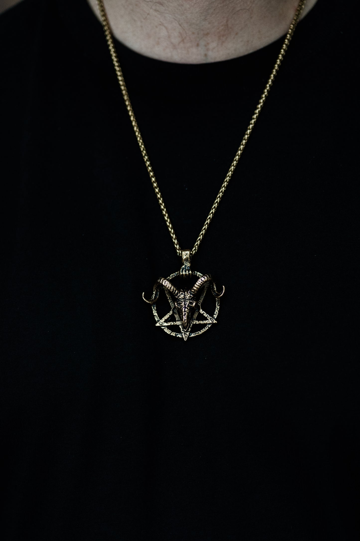 Ram Skull and Pentagram Necklace with Zombie Clasp in Various Styles