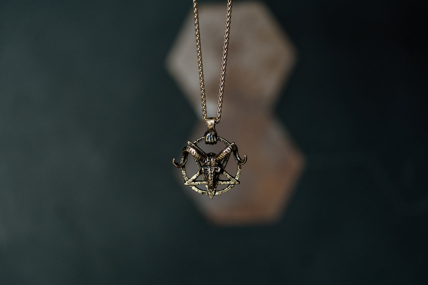 Ram Skull and Pentagram Necklace with Zombie Clasp in Various Styles