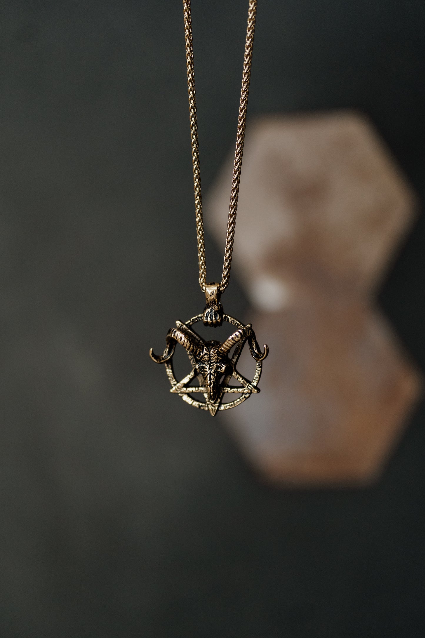 Ram Skull and Pentagram Necklace with Zombie Clasp in Various Styles