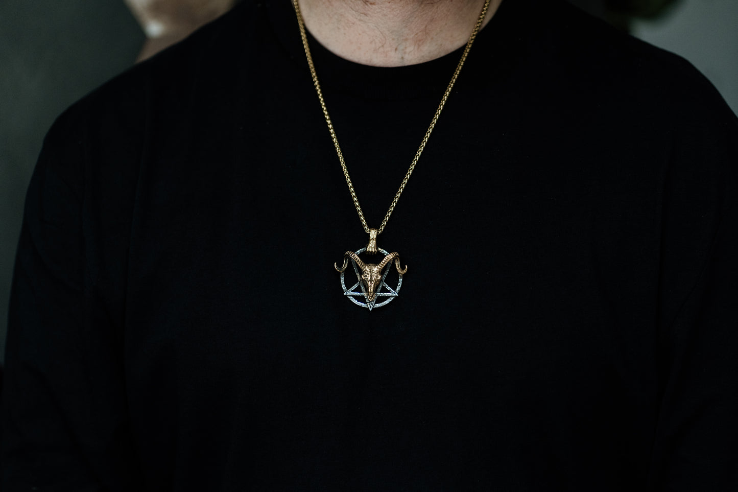 Ram Skull and Pentagram Necklace with Zombie Clasp in Various Styles