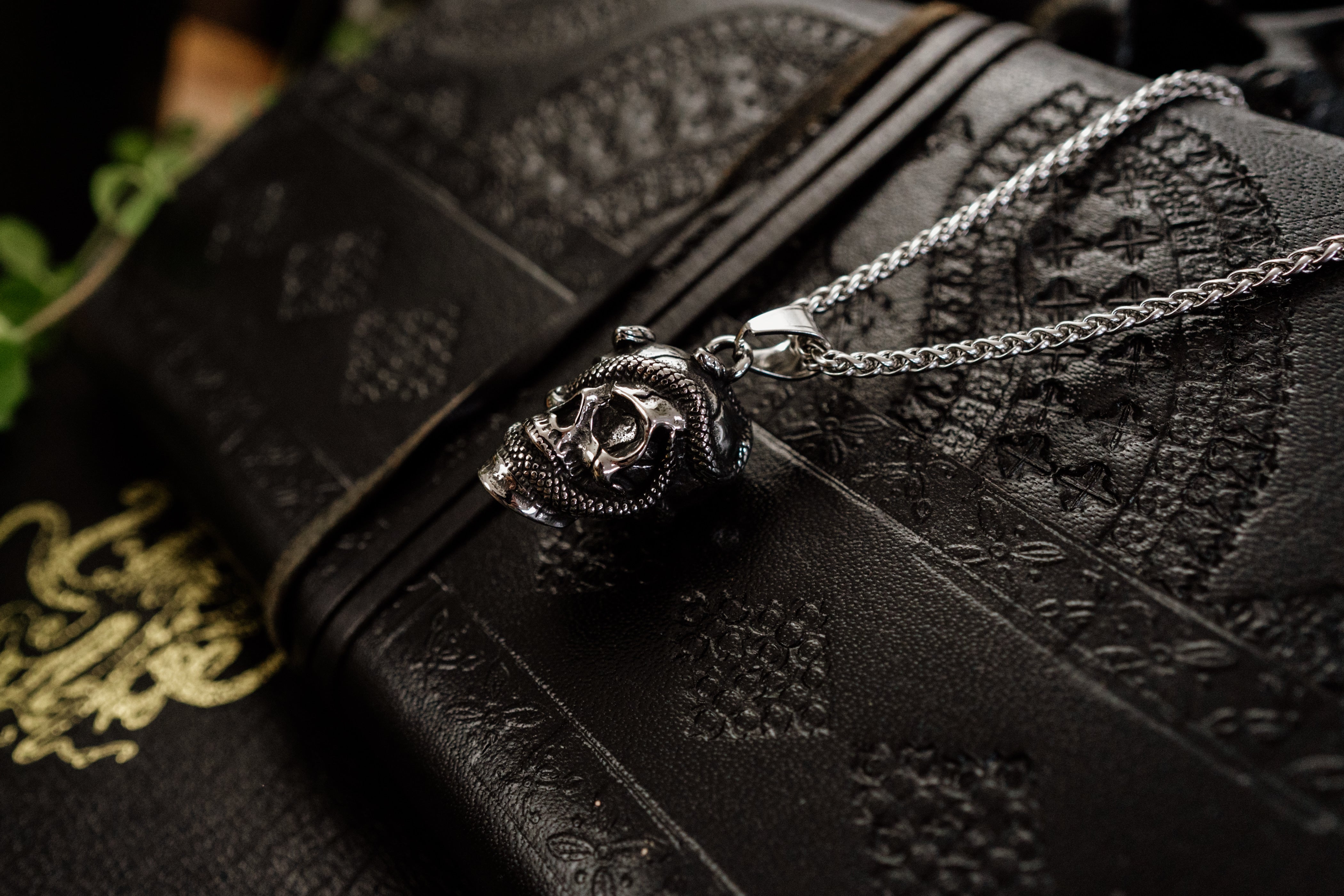 Snake and Skull Pendant Necklace