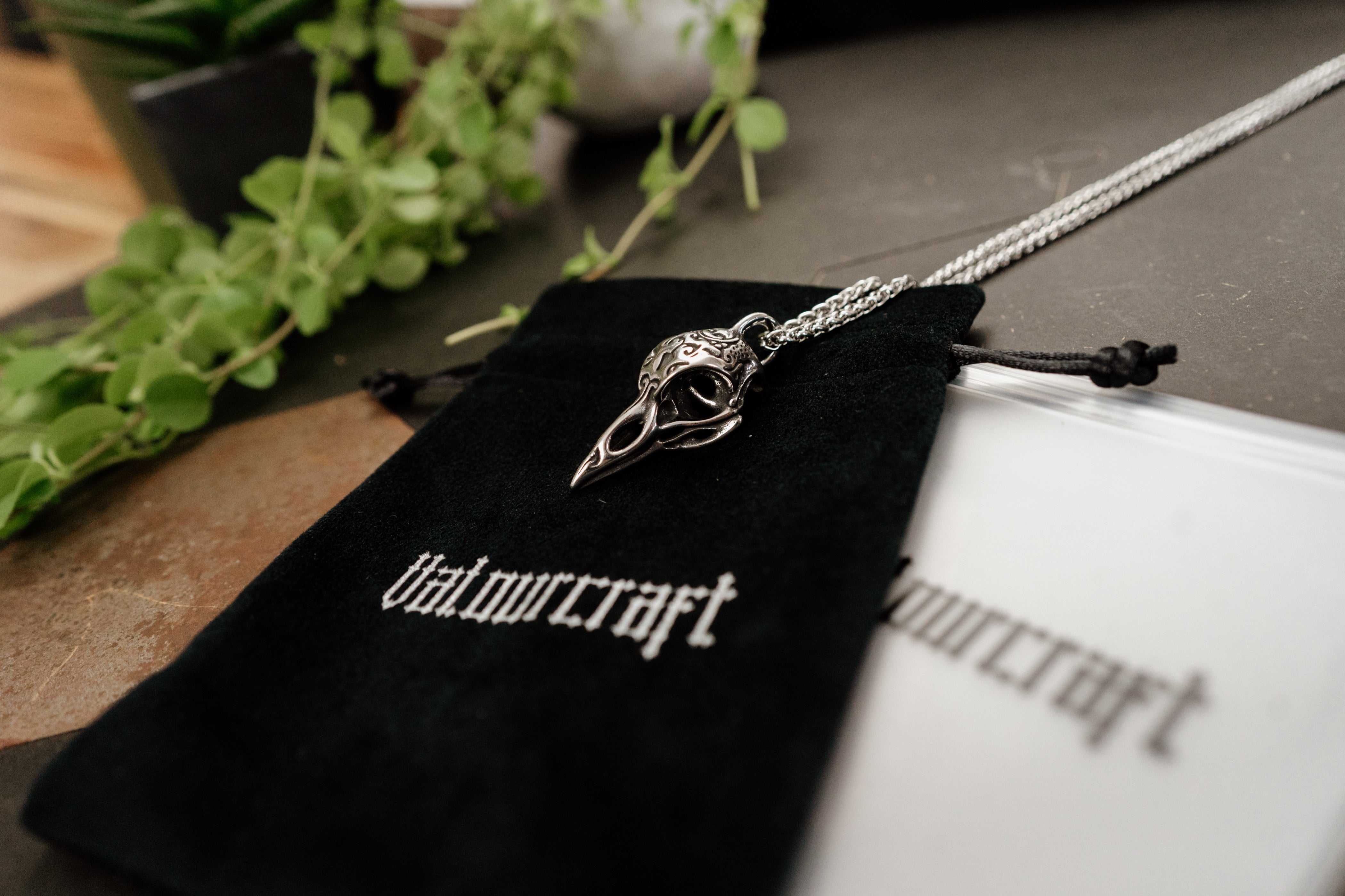 Raven Skull Pendant Necklace