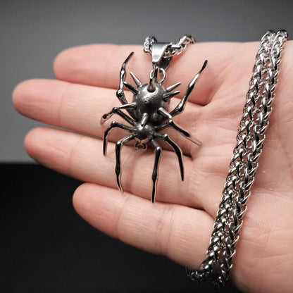 Large Spiked Spider Pendant Necklace