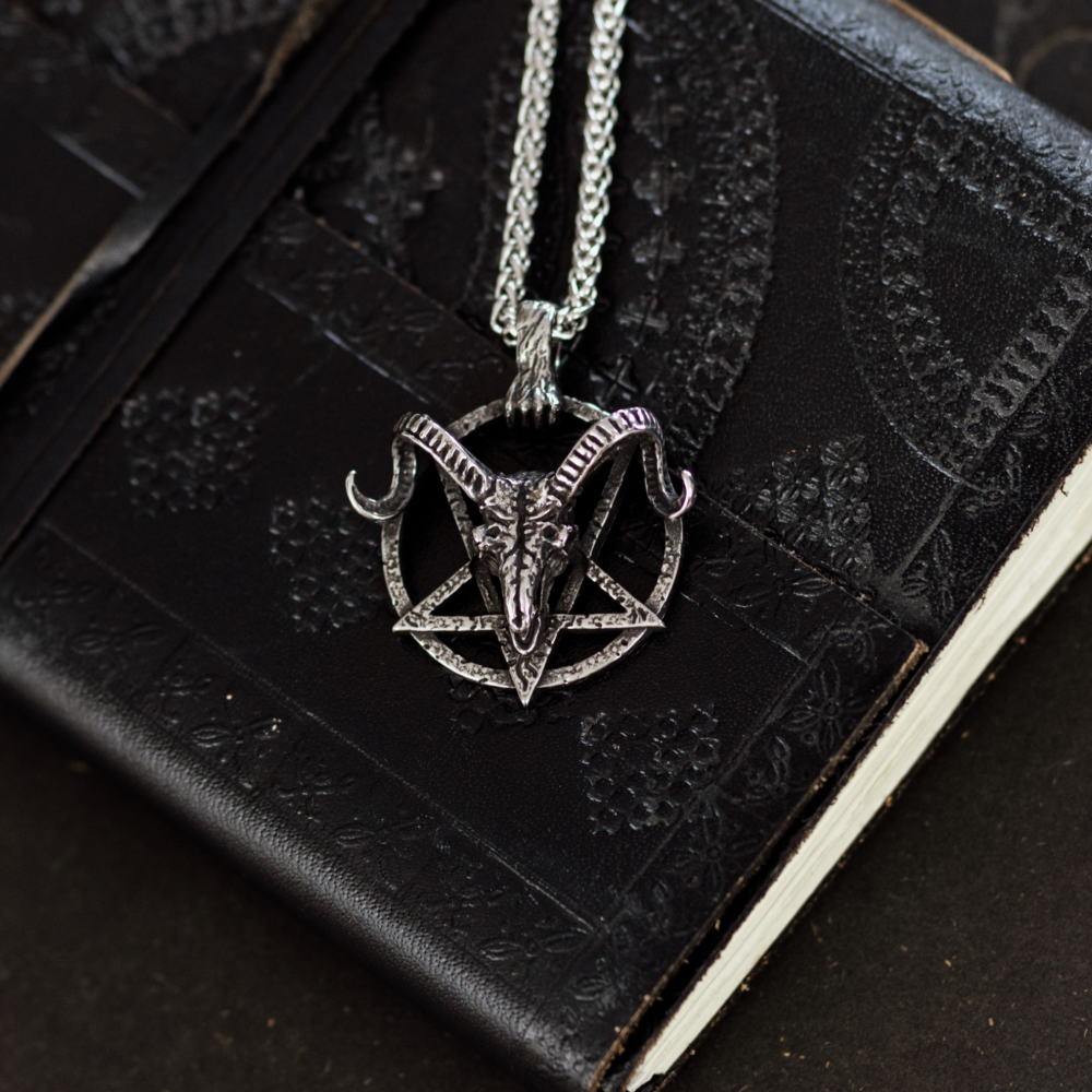 Ram Skull and Pentagram Necklace with Zombie Clasp in Various Styles