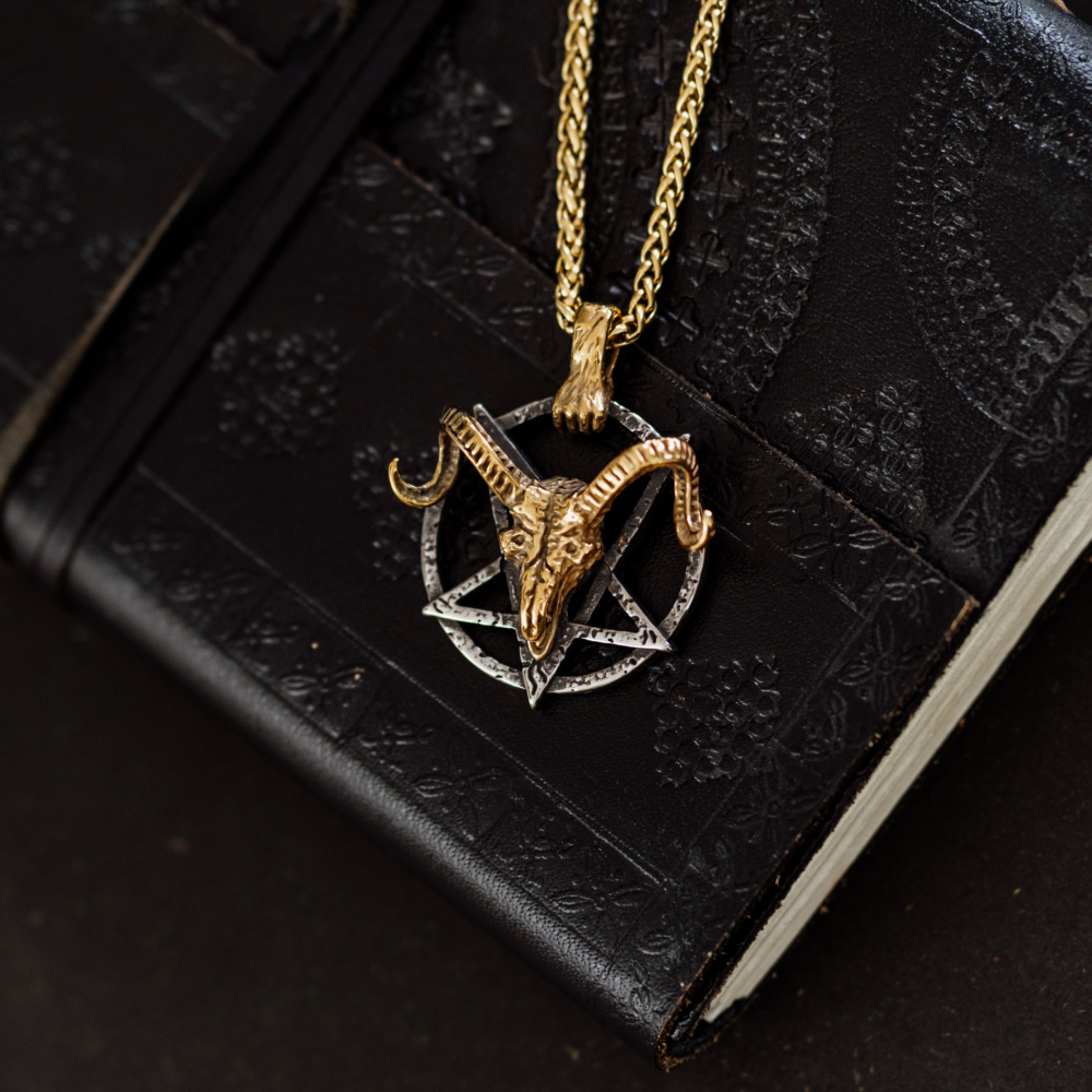 Ram Skull and Pentagram Necklace with Zombie Clasp in Various Styles