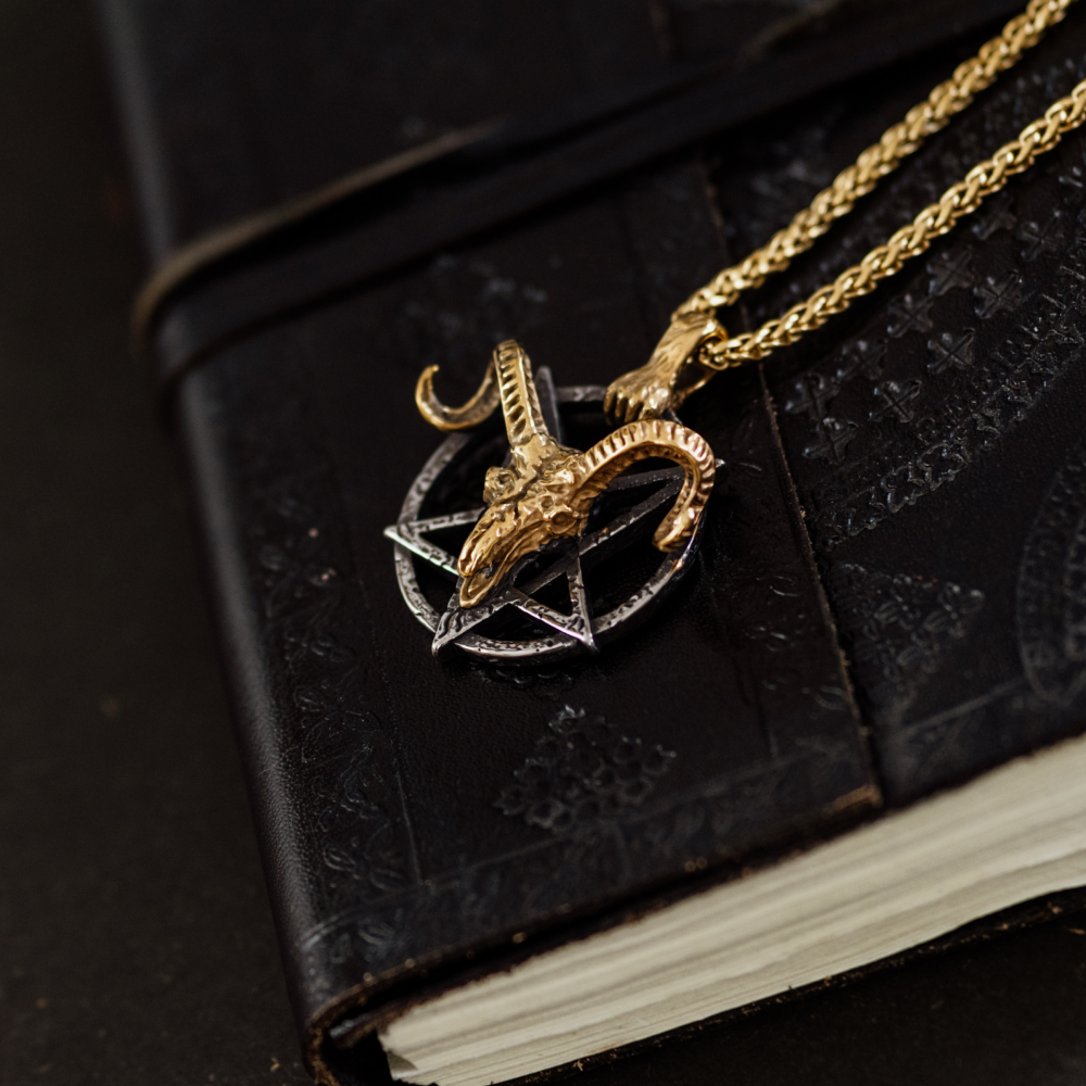Ram Skull and Pentagram Necklace with Zombie Clasp in Various Styles