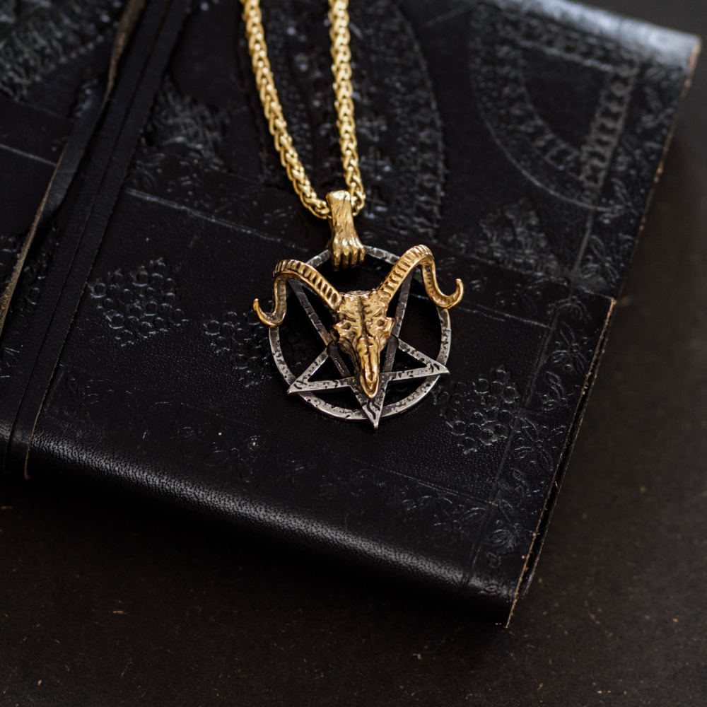 Ram Skull and Pentagram Necklace with Zombie Clasp in Various Styles