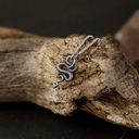 Dark Silver Coiled Serpent Pendant Necklace