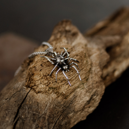 Large Spiked Spider Pendant Necklace