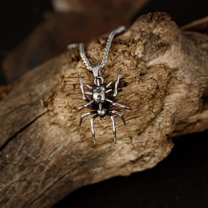 Large Spiked Spider Pendant Necklace