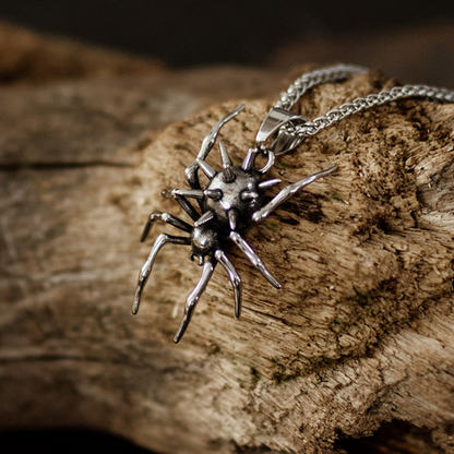 Large Spiked Spider Pendant Necklace