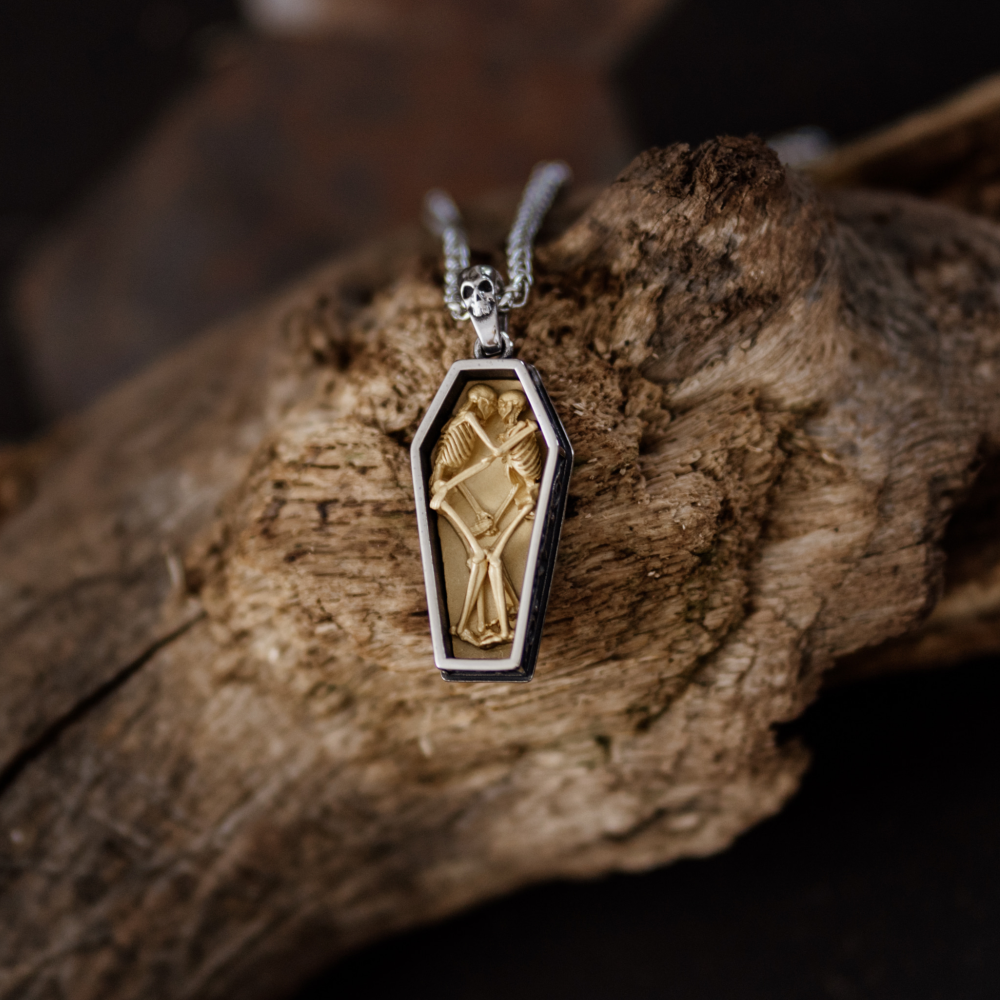 Coffin Lovers Skeleton Pendant Necklace