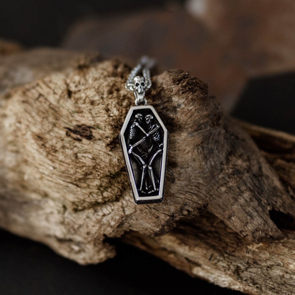 Coffin Lovers Skeleton Pendant Necklace